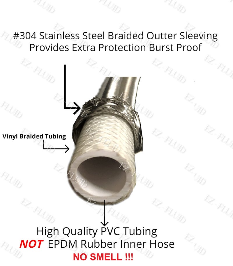 EZ-Fluid 12-Inch Faucet Supply Extension Line 3/8" Male Comp. To 3/8" Female Compression Stainless Steel Braided Faucet Extension Supply Hose Connector Lines,Fits Delta Faucet Plumbing Fitting(1-Pack) - Image 3